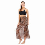 CrossKulture - SunsetTide Sarong Skirt Animal Print Brown side model view