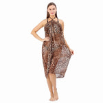 CrossKulture - SunsetTide Sarong Skirt Animal Print Brown front model view