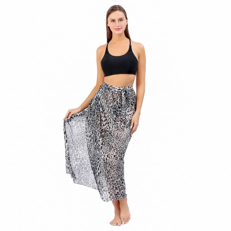 CrossKulture - OceanWaves Sarong Skirt Animal Print Blue side model view