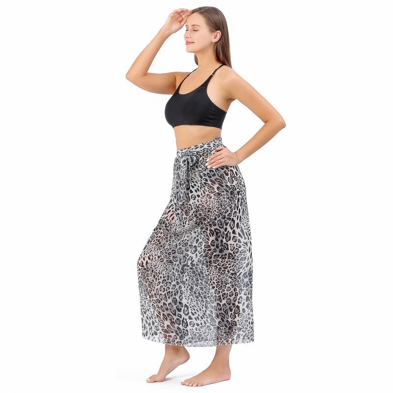 CrossKulture - OceanWaves Sarong Skirt Animal Print Blue back model view