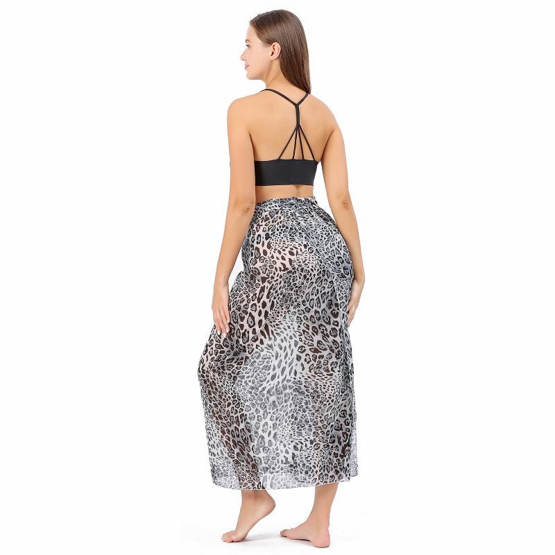 CrossKulture - OceanWaves Sarong Skirt Animal Print Blue back model view