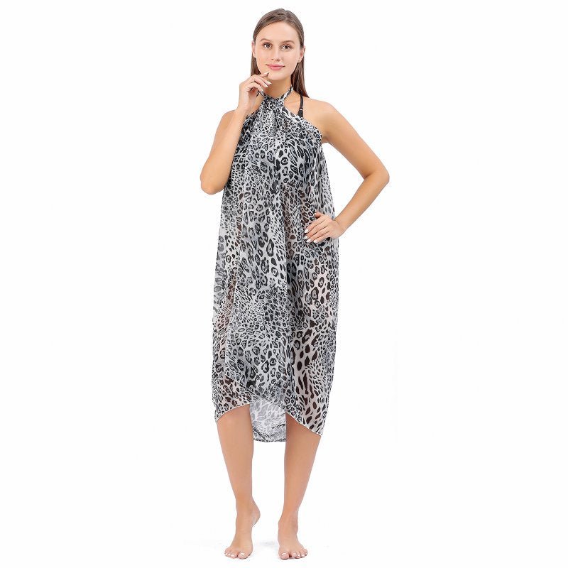 CrossKulture - OceanWaves Sarong Skirt Animal Print Blue front model view