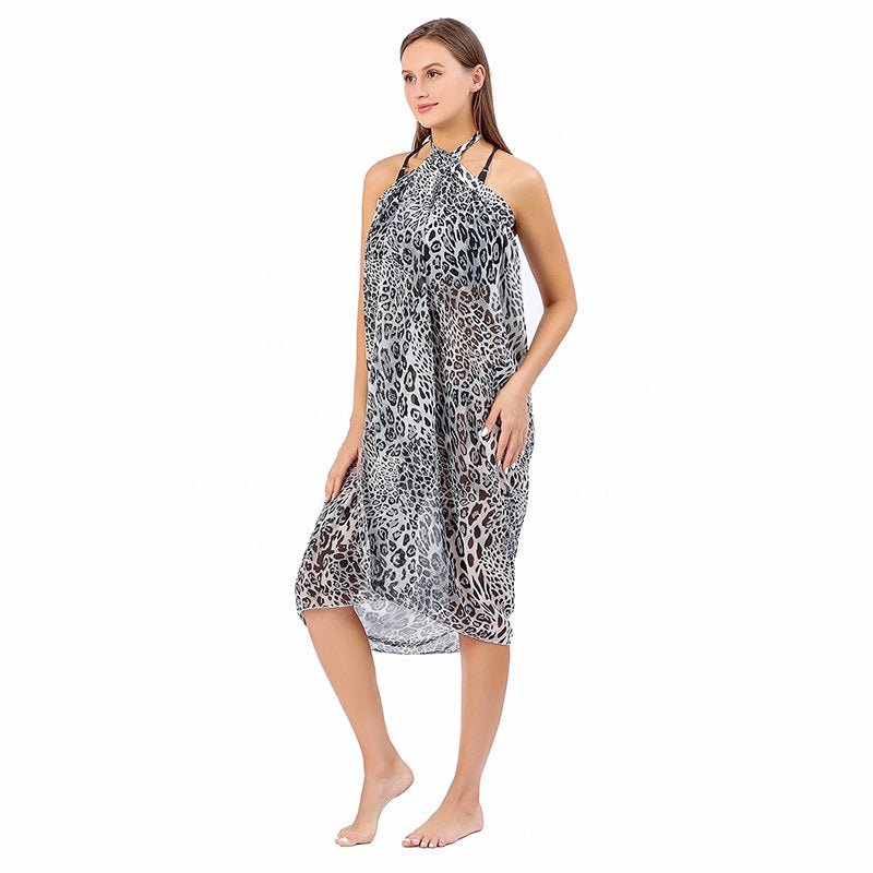 CrossKulture - OceanWaves Sarong Skirt Animal Print Blue side model view