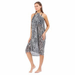 CrossKulture - OceanWaves Sarong Skirt Animal Print Blue side model view