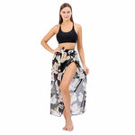 CrossKulture - SeasideBloom Sarong Skirt Floral Print Blue front model slit showing view