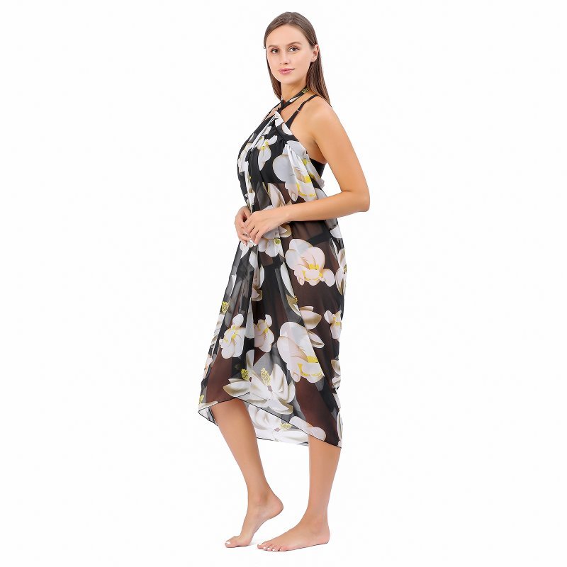CrossKulture - SeasideBloom Sarong Skirt Floral Print Blue side model view
