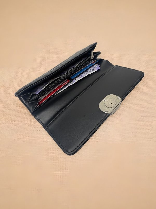 CrossKulture - RoyalCarry lightweight long wallet inner view showing zip compartment and storage pockets