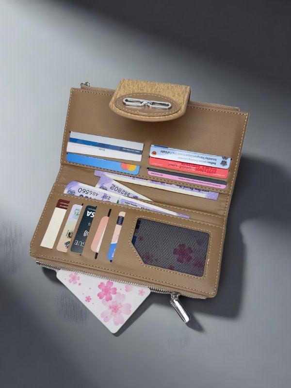 CrossKulture - SubtleCarry lightweight long wallet inner view showing zip compartment and storage pockets