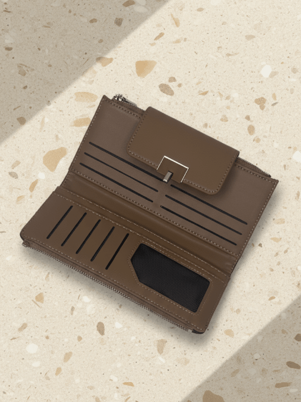 CrossKulture - PristineCarry lightweight long wallet inner view showing zip compartment and storage pockets