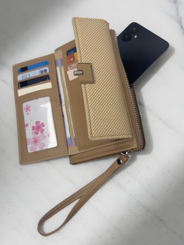 CrossKulture - ButteryCarry lightweight long wallet inner view showing zip compartment and storage pockets