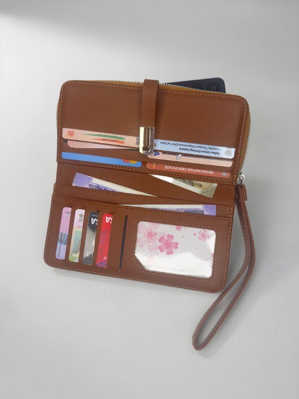 CrossKulture - RegalCarry lightweight long wallet inner view showing zip compartment and storage pockets