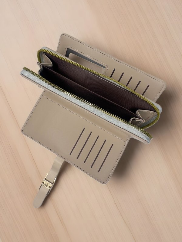 CrossKulture - ClassyCarry lightweight long wallet inner view showing zip compartment and storage pockets