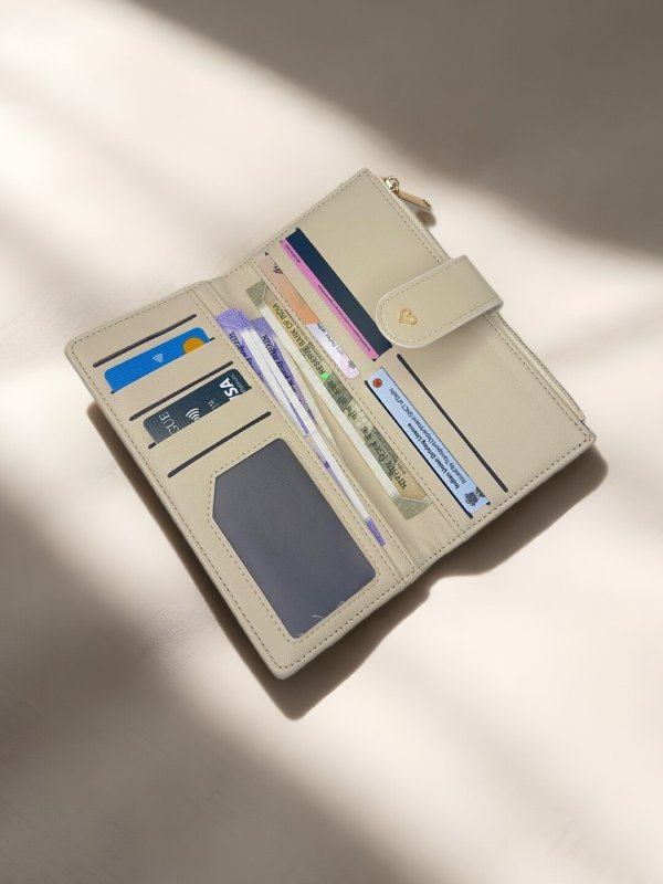 CrossKulture - ChicCarry lightweight long wallet inner view showing zip compartment and storage pockets