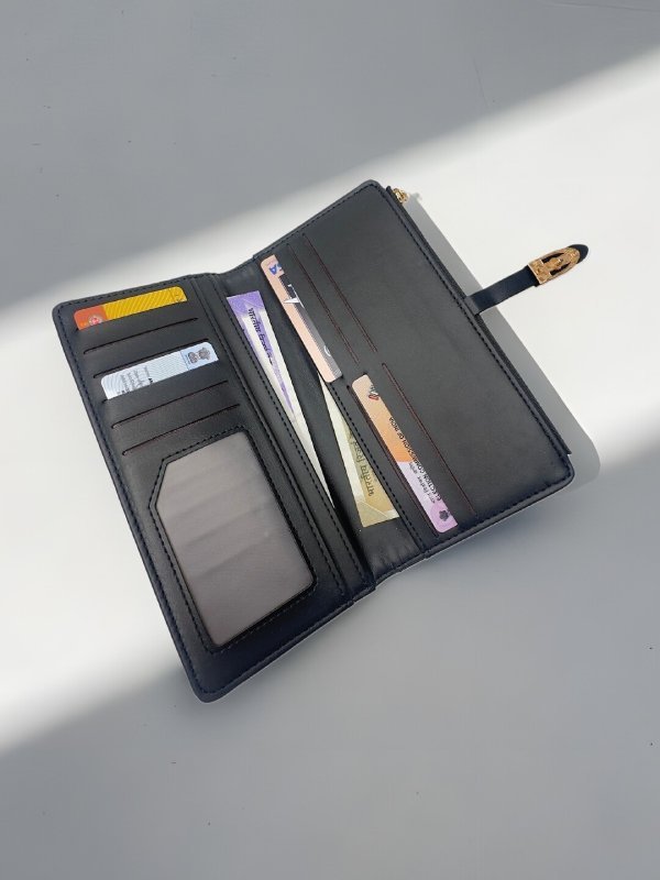 CrossKulture - ElegantCarry lightweight long wallet inner view showing zip compartment and storage pockets