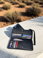 CrossKulture - SereneCarry lightweight long wallet inner view showing zip compartment and storage pockets