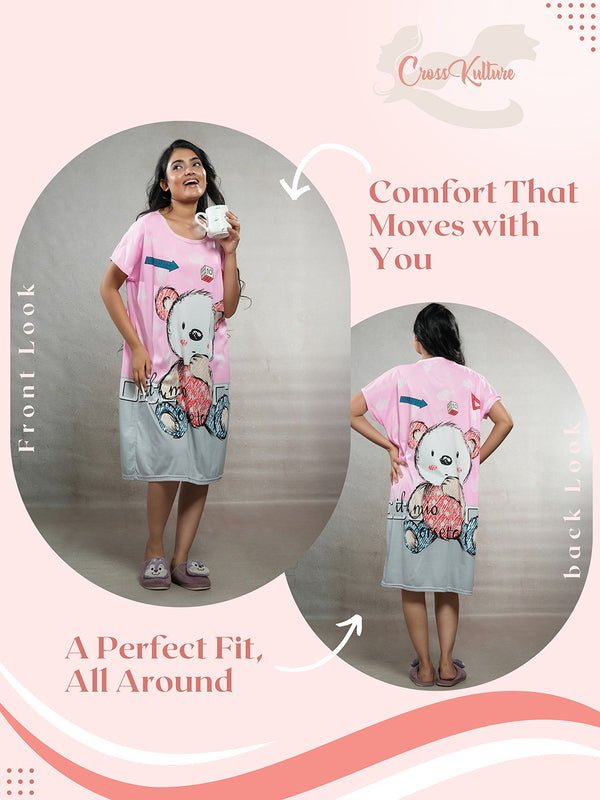 CrossKulture - GiggleGear Printed Long Tees nightdress infographic front and back view