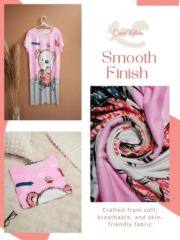 CrossKulture - GiggleGear Printed Long Tees nightdress fabric detailing image