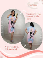 CrossKulture - LoungeBuddy Printed Long Tees nightdress infographic front and back view