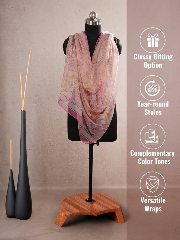 CrossKulture - RoseDrift Long Chiffon Scarf Pink infographic image