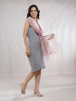 CrossKulture - RoseDrift Long Chiffon Scarf Pink side model view