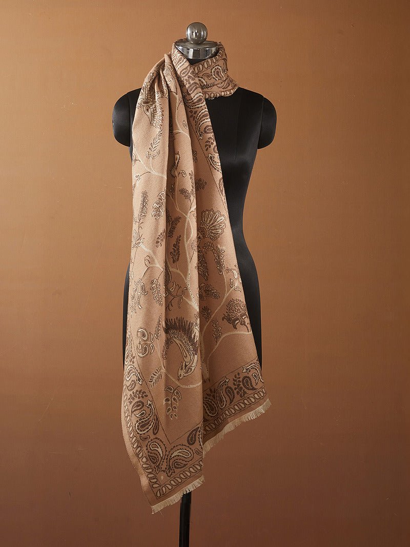 CrossKulture - SteamyBrew Paiseley pattern wool Scarf mannequin view