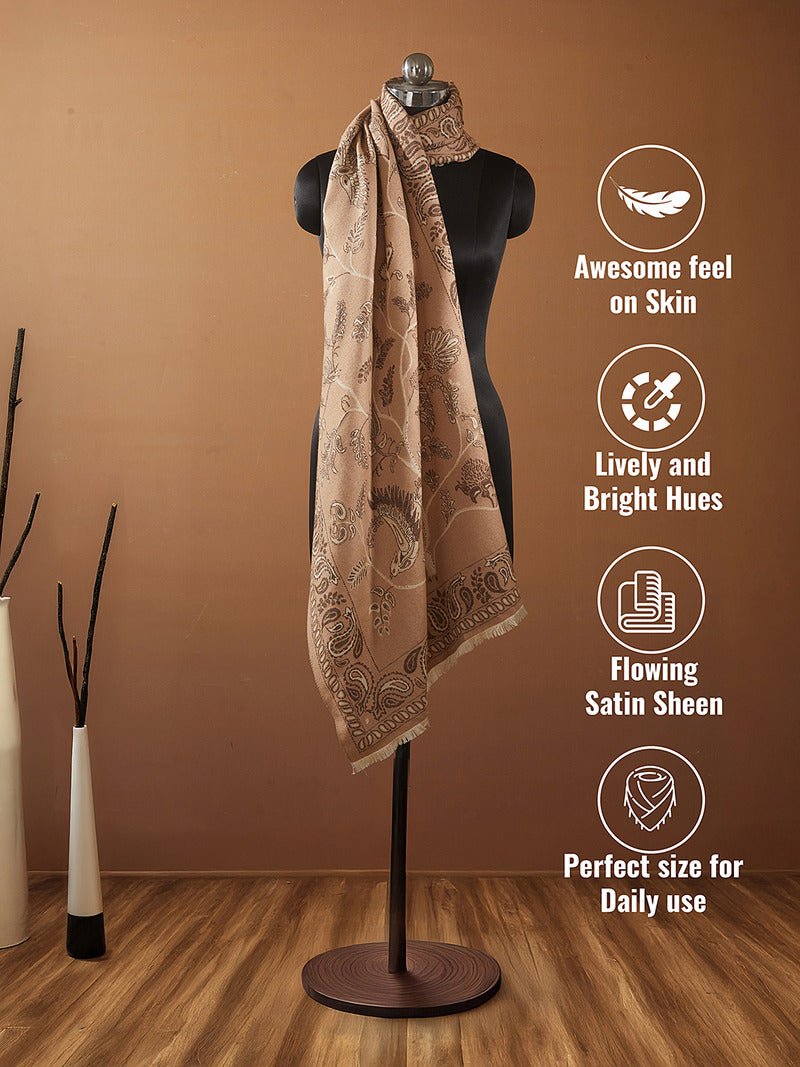 CrossKulture - SteamyBrew Paiseley pattern wool Scarf infographic image