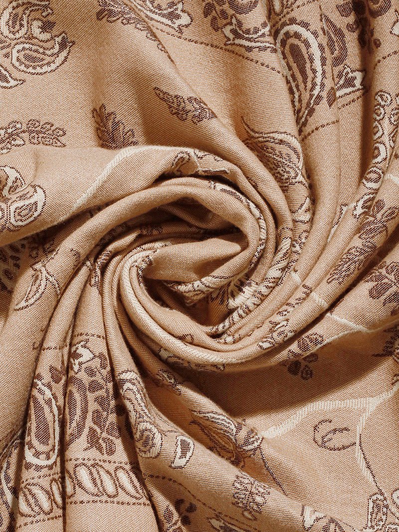 CrossKulture - SteamyBrew Paiseley pattern wool Scarf fabric detailing view