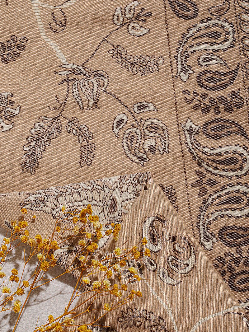 CrossKulture - SteamyBrew Paiseley pattern wool Scarf fabric detailing view