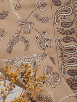CrossKulture - SteamyBrew Paiseley pattern wool Scarf fabric detailing view