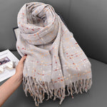 CrossKulture - IceWrap lightweight acrylic wool scarf folded in hand view