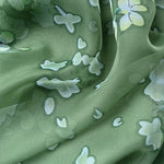 CrossKulture - WillowWinds Long Chiffon Scarf Green fabric detailing view