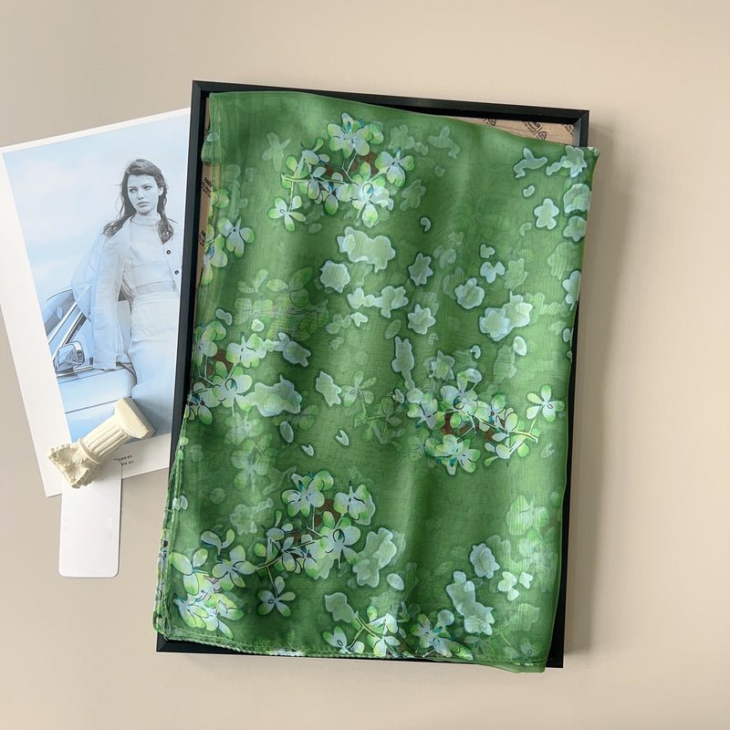 CrossKulture - WillowWinds Long Chiffon Scarf Green folded view