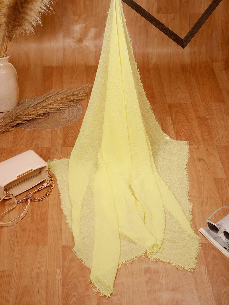 CrossKulture - YellowFever Yellow Crinkled Cotton Scarf fabric detailing view