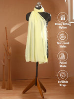 CrossKulture - YellowFever Yellow Crinkled Cotton Scarf fabric infographic image showing features and details