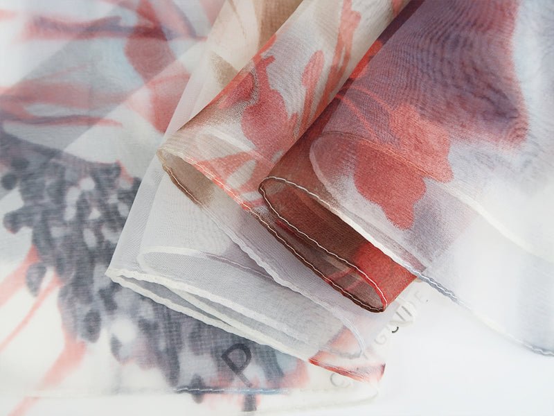 CrossKulture - LushBreeze Long Chiffon Scarf White Multicoloured fabric detailing view