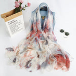 CrossKulture - LushBreeze Long Chiffon Scarf White Multicoloured placed on a bag view