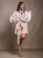 CrossKulture - LushBreeze Long Chiffon Scarf White Multicoloured front model view
