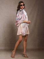 CrossKulture - LushBreeze Long Chiffon Scarf White Multicoloured side model view