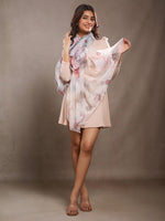 CrossKulture - LushBreeze Long Chiffon Scarf White Multicoloured front model view