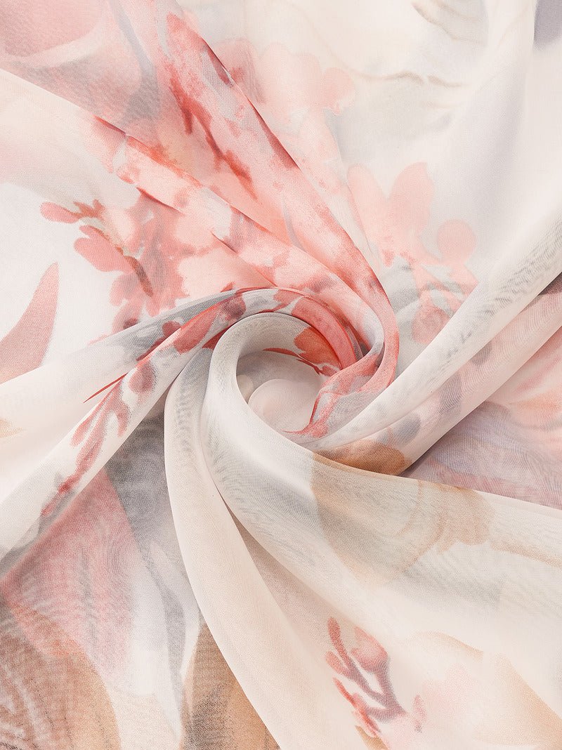 CrossKulture - LushBreeze Long Chiffon Scarf White Multicoloured side model view