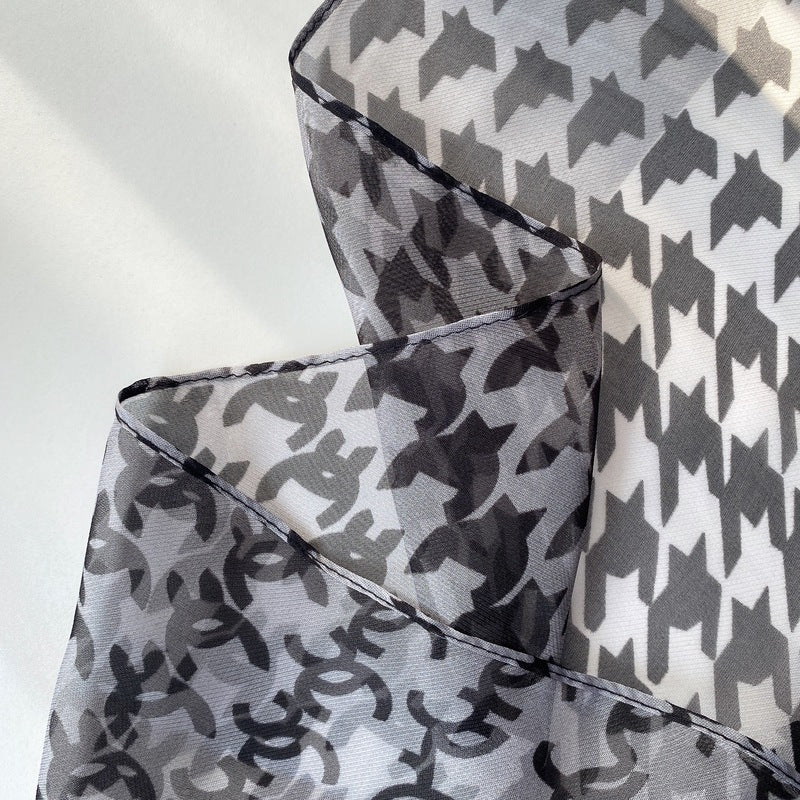CrossKulture - MistyWhiff Long Chiffon Scarf Black fabric detailing view