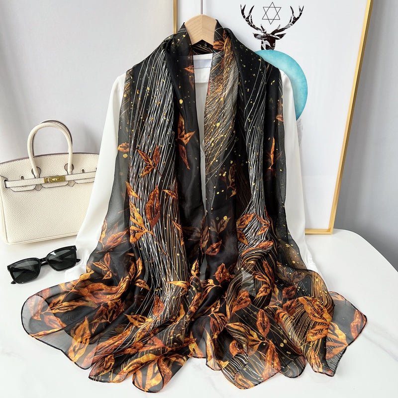 CrossKulture - WhisperingNight Long Chiffon Scarf Black hanger front view