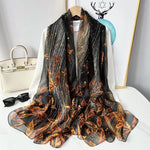 CrossKulture - WhisperingNight Long Chiffon Scarf Black hanger front view