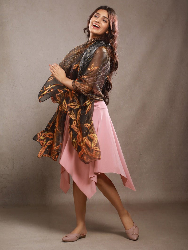 CrossKulture - WhisperingNight Long Chiffon Scarf Black model side view