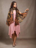 CrossKulture - WhisperingNight Long Chiffon Scarf Black model front view