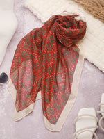 CrossKulture - AeroFlora Long Chiffon Scarf Maroon round style view