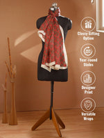 CrossKulture - AeroFlora Long Chiffon Scarf Maroon infographic image showing features
