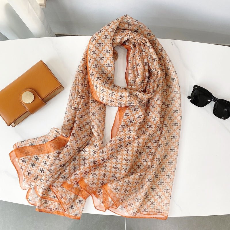 CrossKulture - CrispZephyr Long Chiffon Scarf Orange round style view