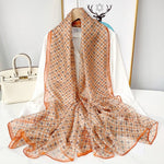 CrossKulture - CrispZephyr Long Chiffon Scarf Orange round full flare view