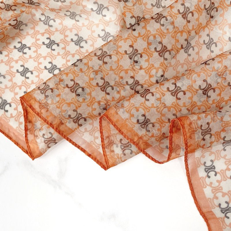 CrossKulture - CrispZephyr Long Chiffon Scarf Orange round fabric detailing view